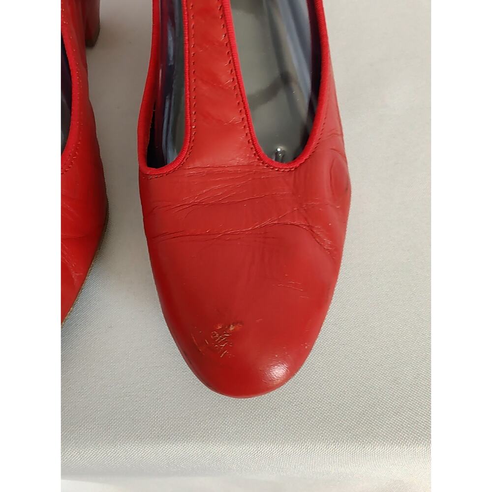 Leo's Dance Wear Rockabilly Women’s Red Leather T-Strap Dance Shoes, Low Heel - Picture 4 of 16